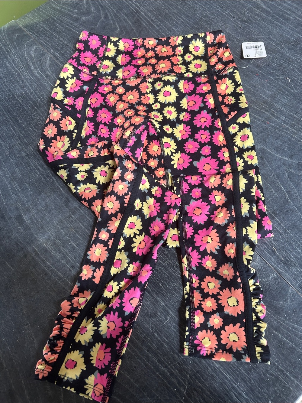 Free People Black Floral High-Waist Leggings